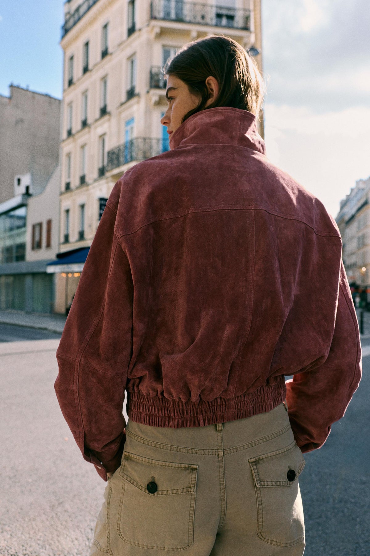 Nelia-Veste Daim Délavé Rose