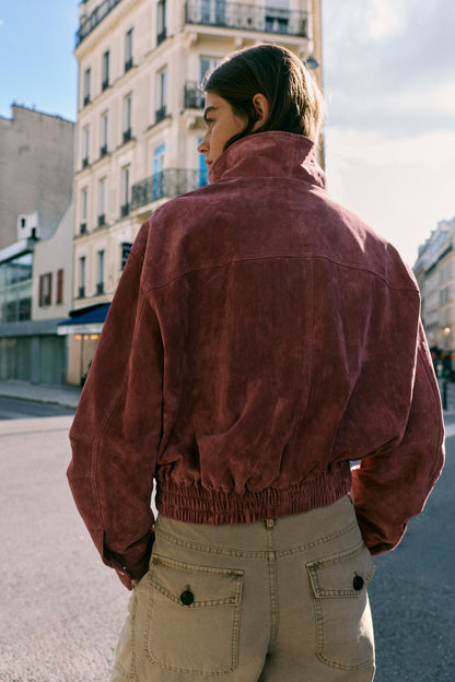 Nelia-Veste Daim Délavé Rose