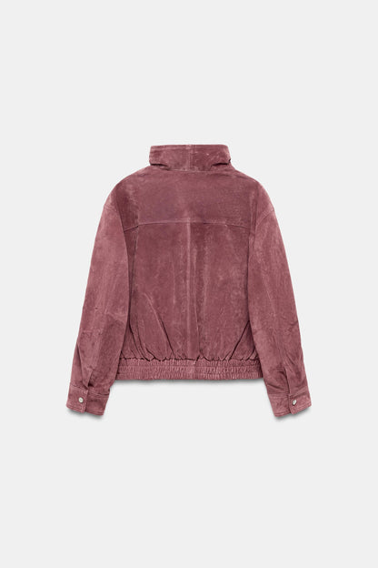 Nelia-Veste Daim Délavé Rose