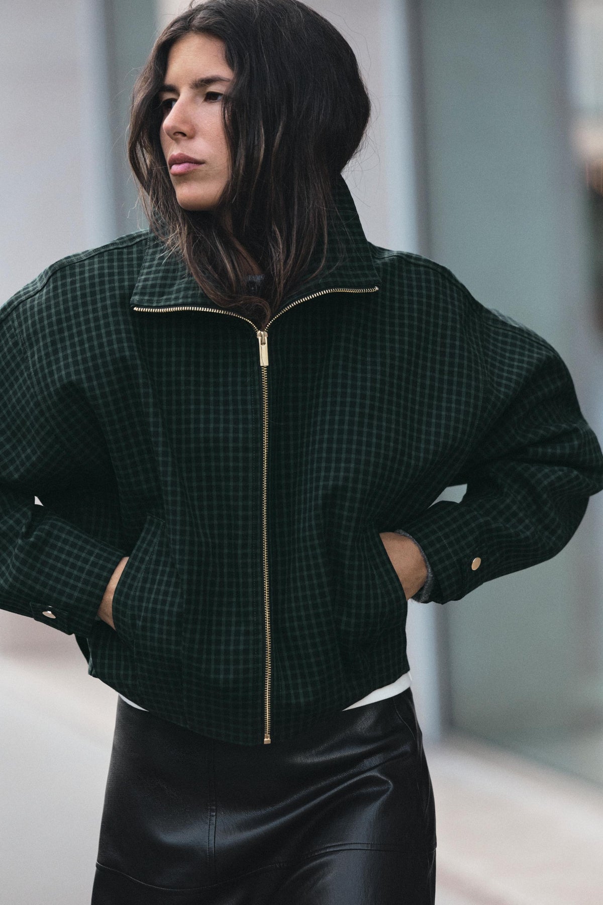 Nelia-Veste Carreaux Vert Sapin