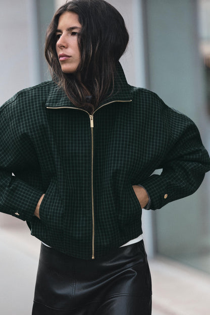 Nelia-Veste Carreaux Vert Sapin