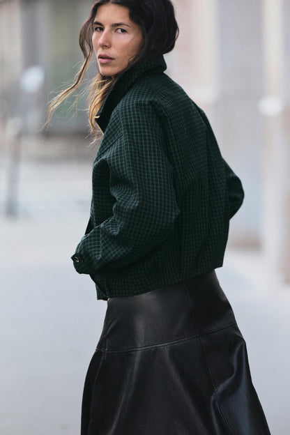 Nelia-Veste Carreaux Vert Sapin