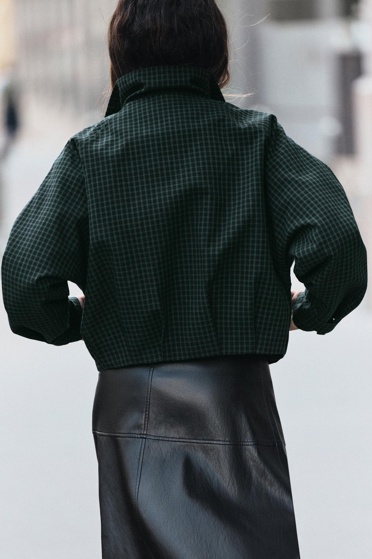 Nelia-Veste Carreaux Vert Sapin