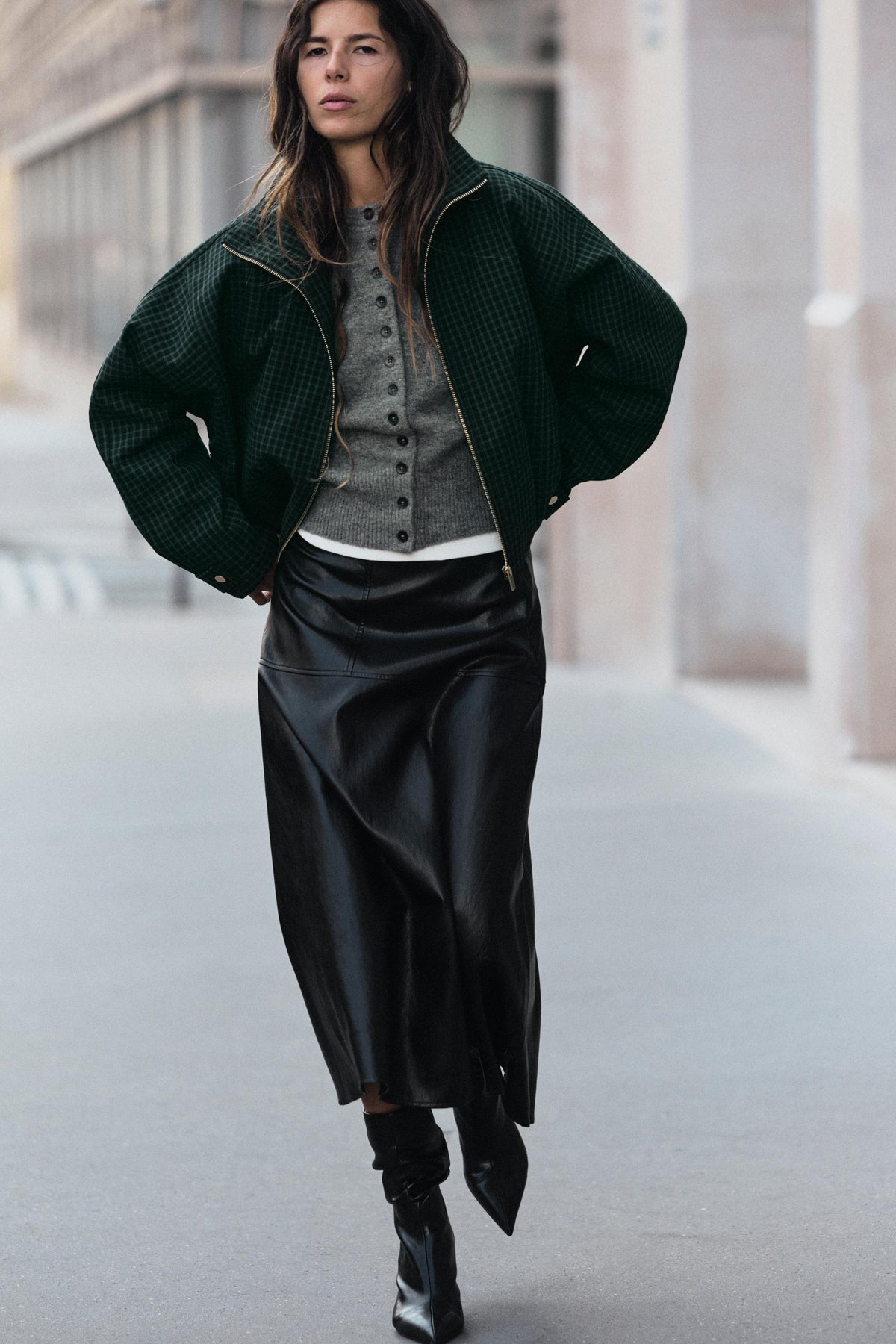 Nelia-Veste Carreaux Vert Sapin