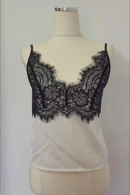 Nelia-Top Dentelle en Satin