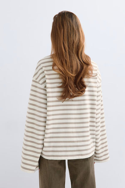 Nelia-Striped Long-Sleeve T-Shirt