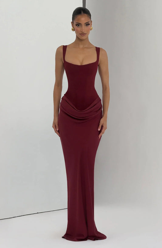 Nelia-Robe Rubis Bordeaux