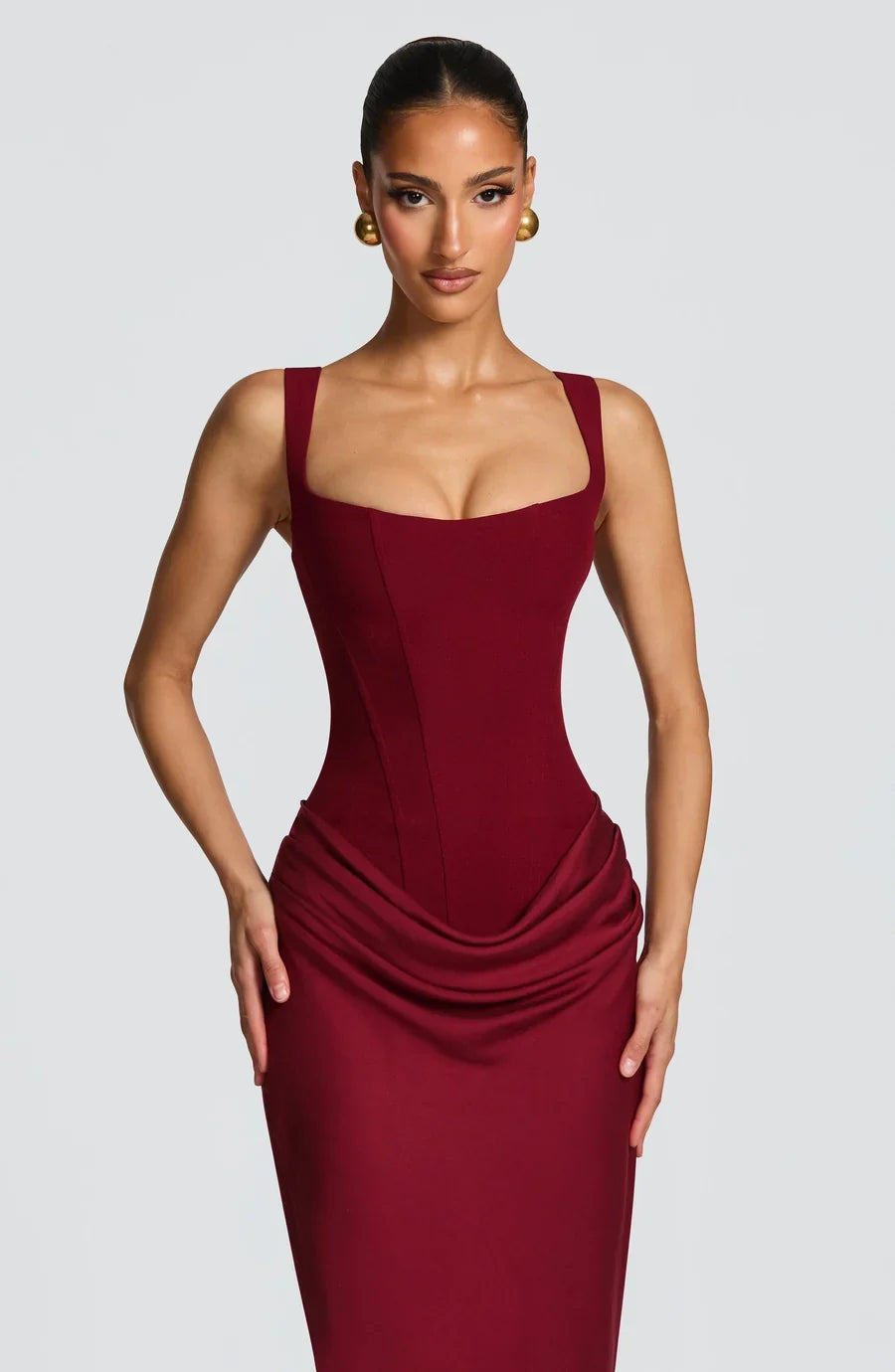 Nelia-Robe Rubis Bordeaux