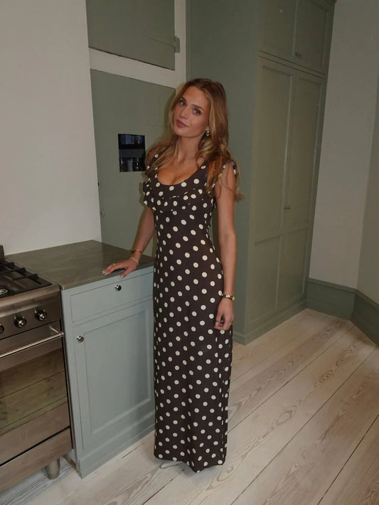 Nelia-Robe Pois Marron